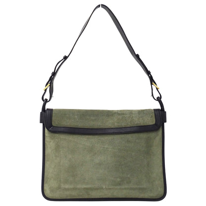 LOEWE ロエベ ショルダーバッグ グリーン ブラック スエード レディース 【中古】