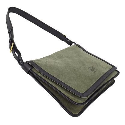 LOEWE ロエベ ショルダーバッグ グリーン ブラック スエード レディース 【中古】