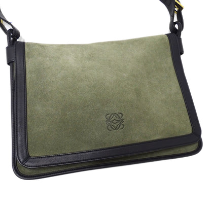 LOEWE ロエベ ショルダーバッグ グリーン ブラック スエード レディース 【中古】
