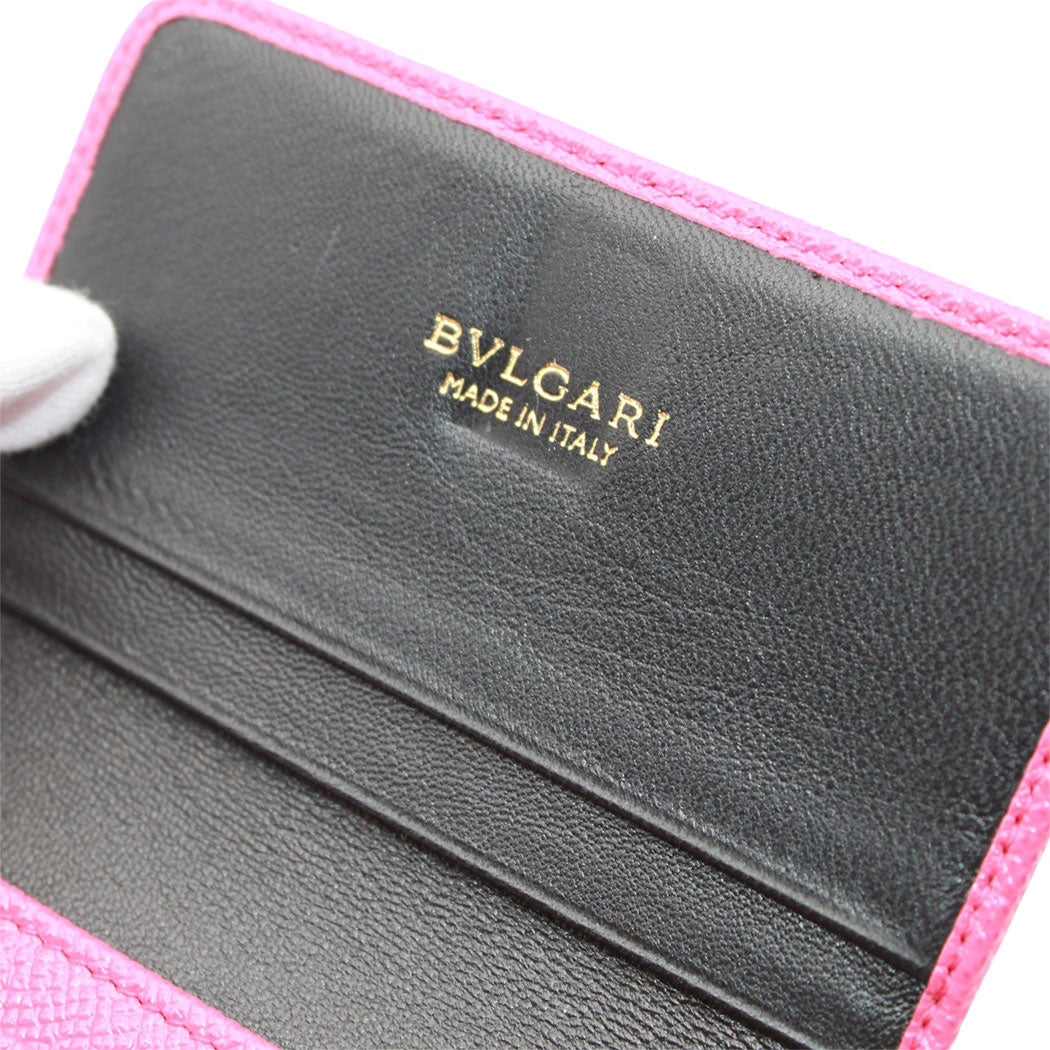 BVLGARI ブルガリ カードケース ブルガリブルガリ ピンク レザー レディース 【中古】