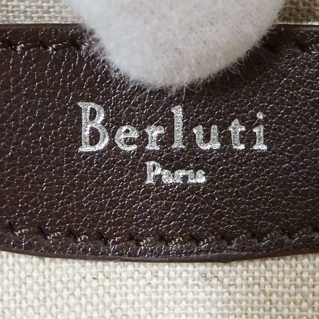 Berluti ベルルッティ トゥジュールXS トートバッグ 2wayバッグ カリグラフィ カーキグリーン レザー メンズ 【中古】