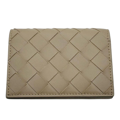 BOTTEGAVENETA ボッテガ・ヴェネタ イントレチャート カードケース グレージュ レザー レディース メンズ 【中古】