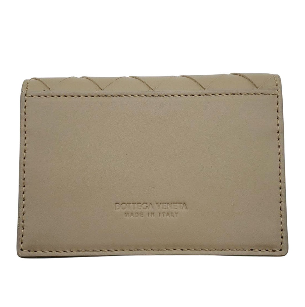 BOTTEGAVENETA ボッテガ・ヴェネタ イントレチャート カードケース グレージュ レザー レディース メンズ 【中古】