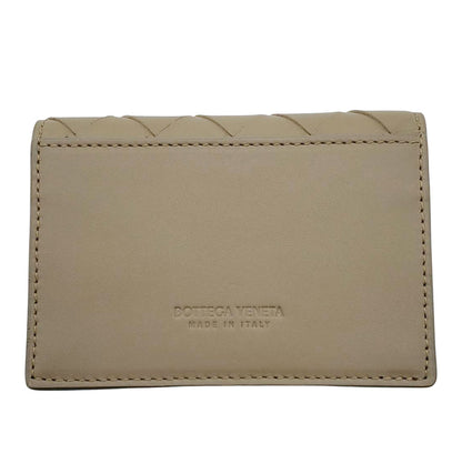 BOTTEGAVENETA ボッテガ・ヴェネタ イントレチャート カードケース グレージュ レザー レディース メンズ 【中古】