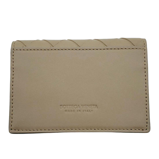 BOTTEGAVENETA ボッテガ・ヴェネタ イントレチャート カードケース グレージュ レザー レディース メンズ 【中古】