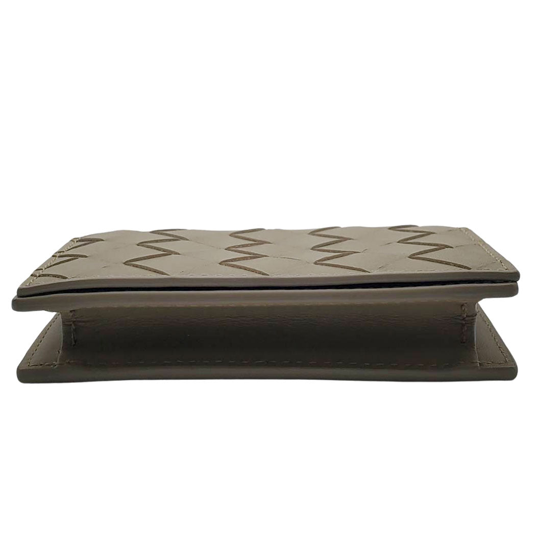 BOTTEGAVENETA ボッテガ・ヴェネタ イントレチャート カードケース グレージュ レザー レディース メンズ 【中古】