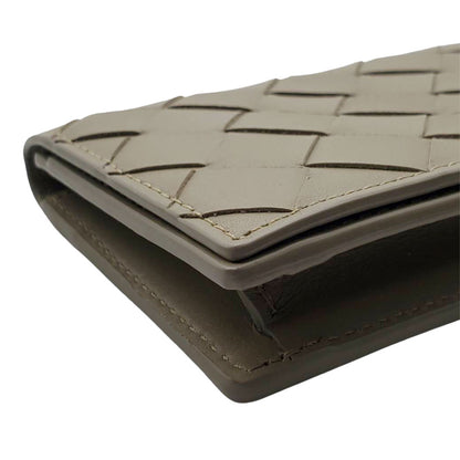 BOTTEGAVENETA ボッテガ・ヴェネタ イントレチャート カードケース グレージュ レザー レディース メンズ 【中古】
