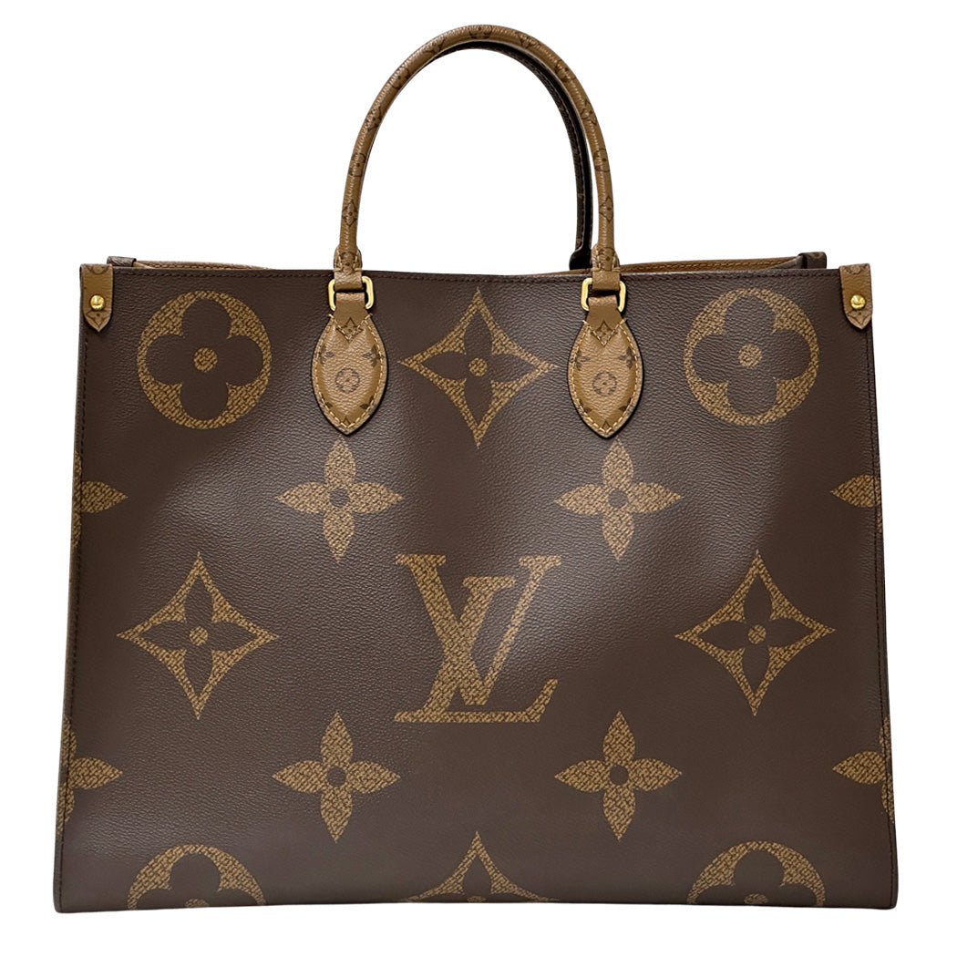 LOUIS VUITTON ルイ・ヴィトン オンザゴーGM 2wayバッグ モノグラム・ジャイアント・リバース ブラウン ゴールド金具 M44576 レディース メンズ 【中古】