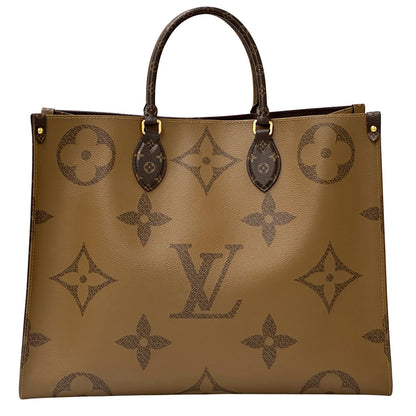 LOUIS VUITTON ルイ・ヴィトン オンザゴーGM 2wayバッグ モノグラム・ジャイアント・リバース ブラウン ゴールド金具 M44576 レディース メンズ 【中古】