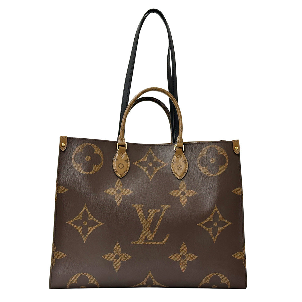 LOUIS VUITTON ルイ・ヴィトン オンザゴーGM 2wayバッグ モノグラム・ジャイアント・リバース ブラウン ゴールド金具 M44576 レディース メンズ 【中古】