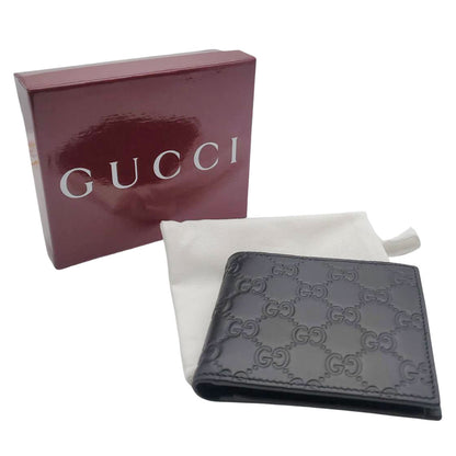 GUCCI グッチ 二つ折り財布 GGエンブレム ブラック 850177 レザー レディース 【中古】
