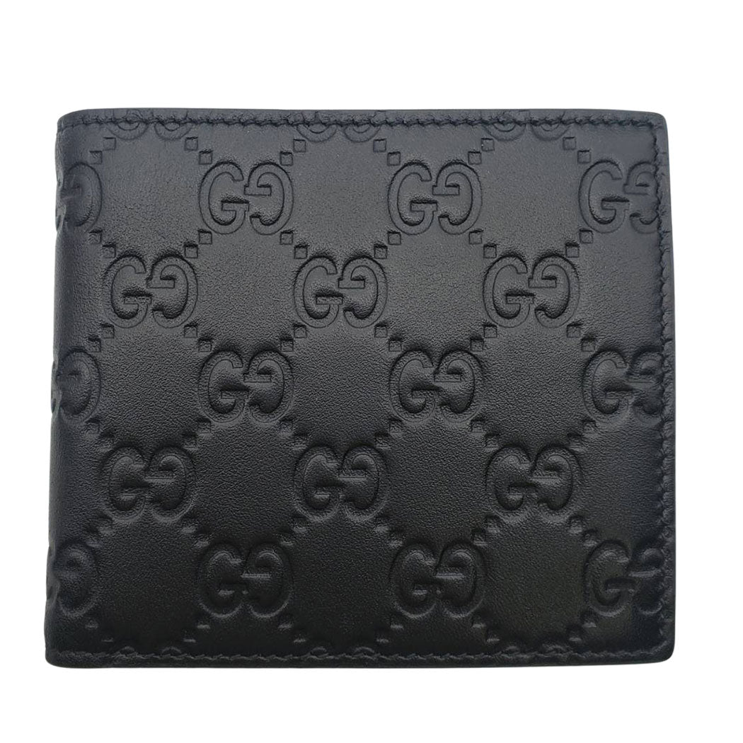 GUCCI グッチ 二つ折り財布 GGエンブレム ブラック 850177 レザー レディース 【中古】