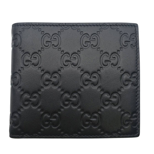 GUCCI グッチ 二つ折り財布 GGエンブレム ブラック 850177 レザー レディース 【中古】