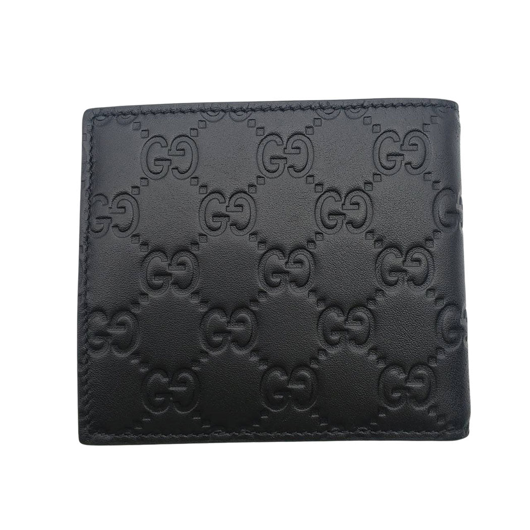 GUCCI グッチ 二つ折り財布 GGエンブレム ブラック 850177 レザー レディース 【中古】
