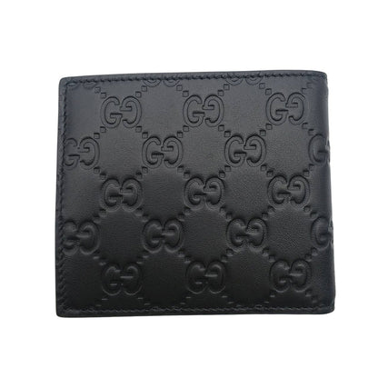 GUCCI グッチ 二つ折り財布 GGエンブレム ブラック 850177 レザー レディース 【中古】
