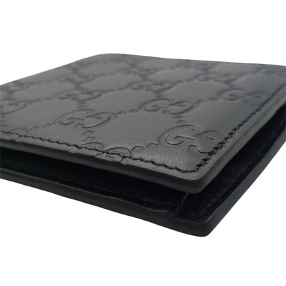 GUCCI グッチ 二つ折り財布 GGエンブレム ブラック 850177 レザー レディース 【中古】