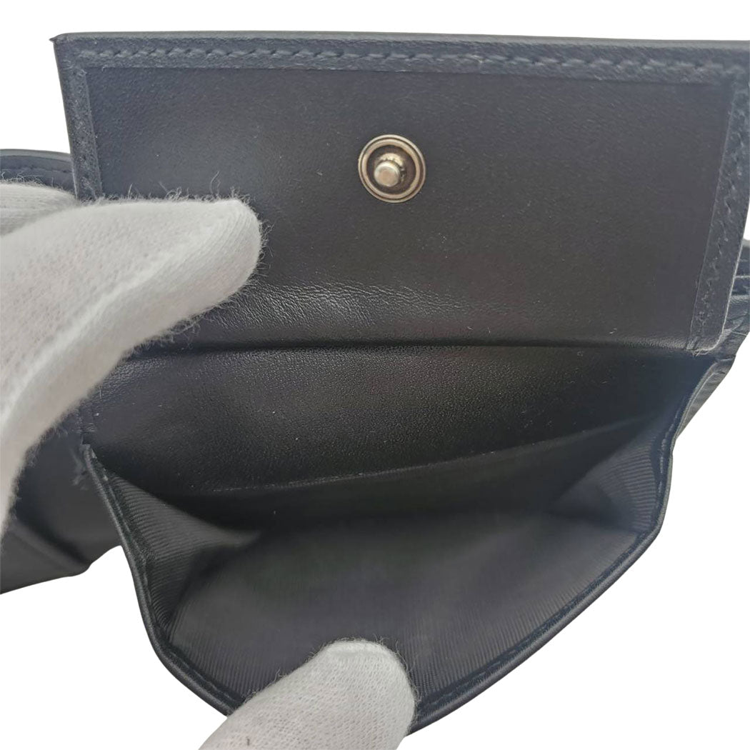 GUCCI グッチ 二つ折り財布 GGエンブレム ブラック 850177 レザー レディース 【中古】