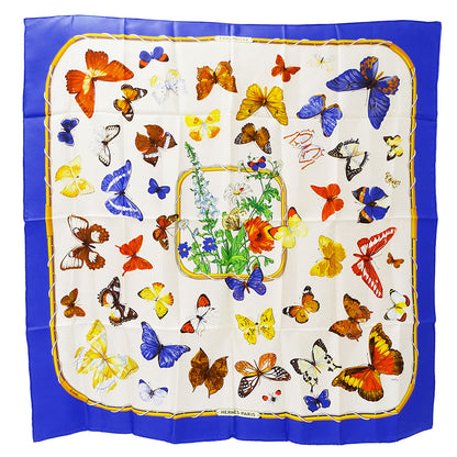 HERMES エルメス カレ90 FARANDOLE ファランドール スカーフ ブルー シルク レディース 【中古】