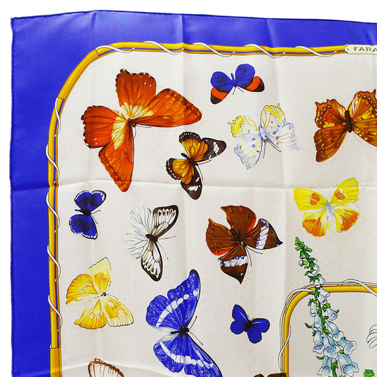 HERMES エルメス カレ90 FARANDOLE ファランドール スカーフ ブルー シルク レディース 【中古】
