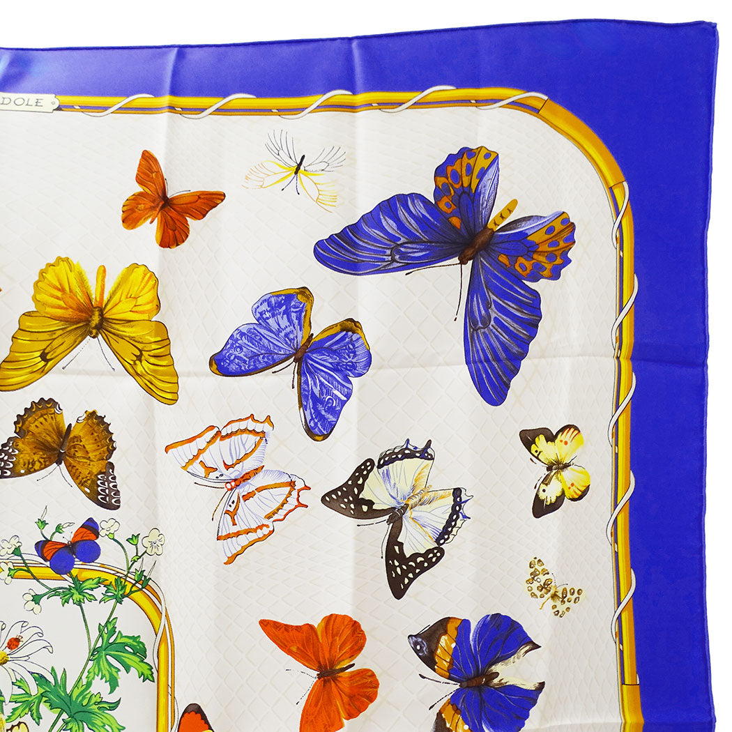 HERMES エルメス カレ90 FARANDOLE ファランドール スカーフ ブルー シルク レディース 【中古】