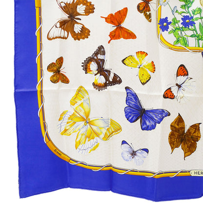 HERMES エルメス カレ90 FARANDOLE ファランドール スカーフ ブルー シルク レディース 【中古】
