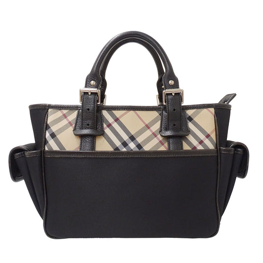 BURBERRY バーバリー ハンドバッグ ブラック ベージュ レザー レディース 【中古】