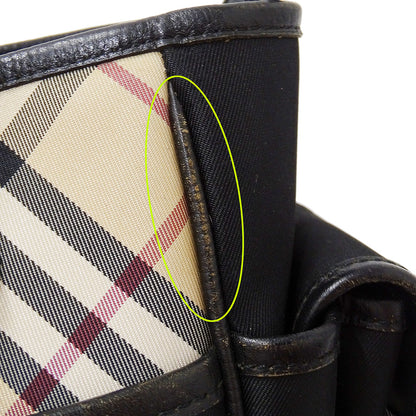 BURBERRY バーバリー ハンドバッグ ブラック ベージュ レザー レディース 【中古】