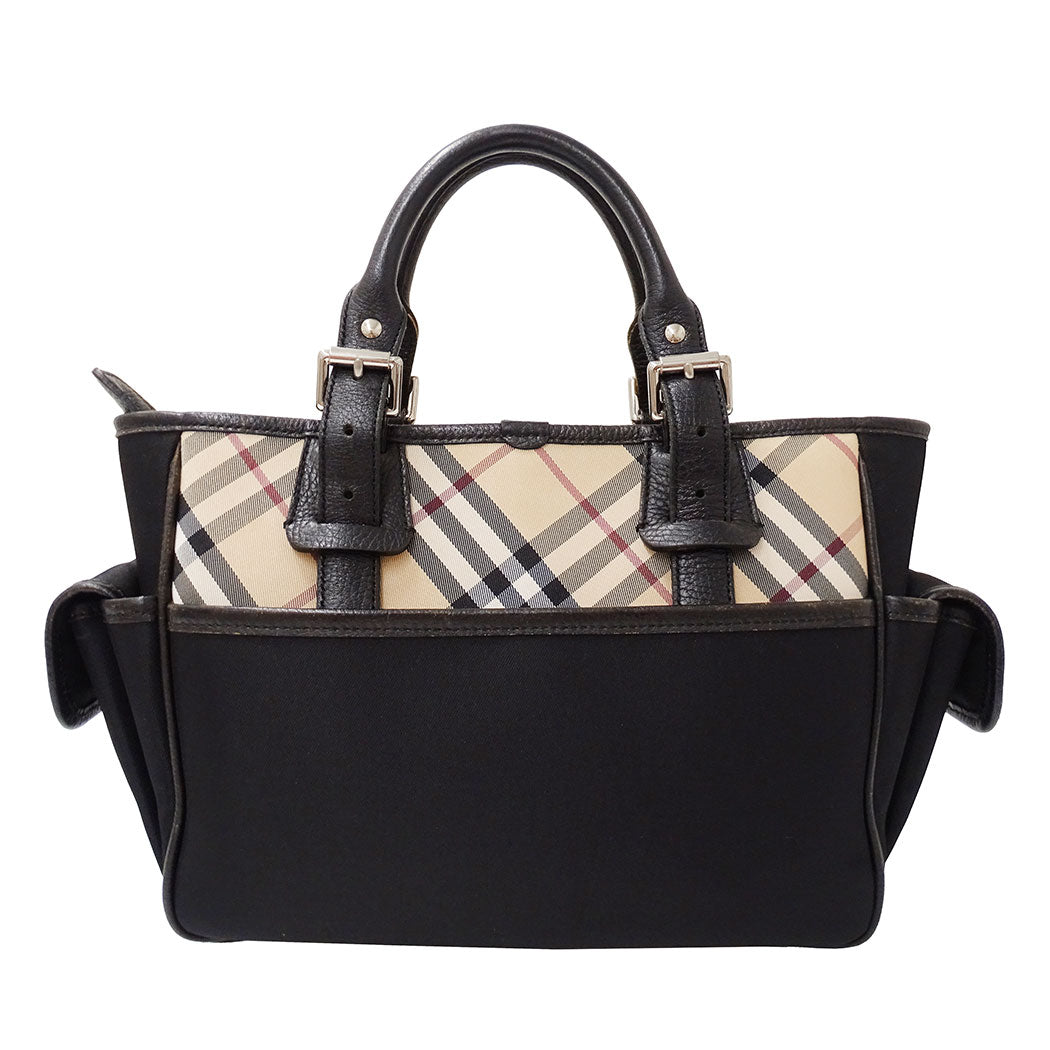 BURBERRY バーバリー ハンドバッグ ブラック ベージュ レザー レディース 【中古】