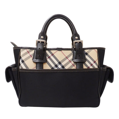 BURBERRY バーバリー ハンドバッグ ブラック ベージュ レザー レディース 【中古】
