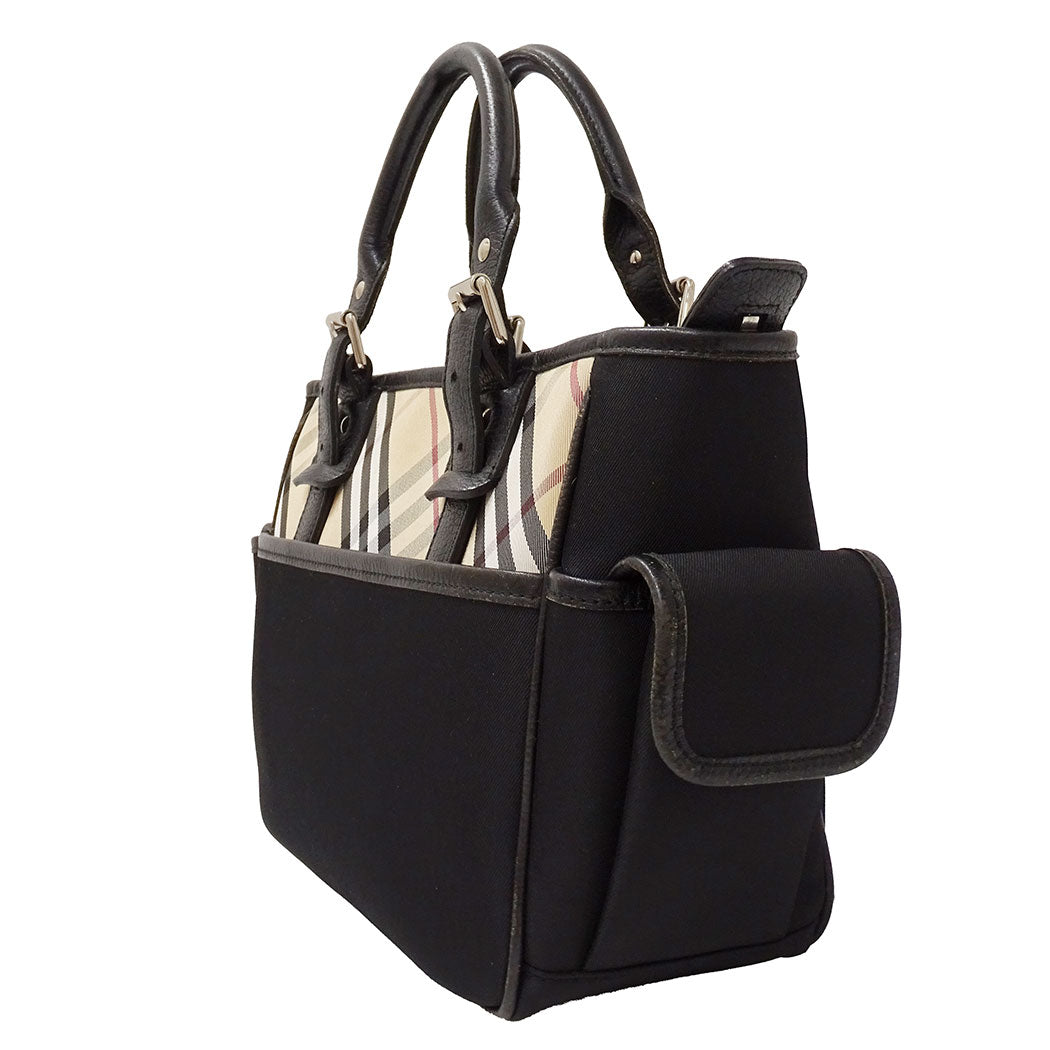 BURBERRY バーバリー ハンドバッグ ブラック ベージュ レザー レディース 【中古】