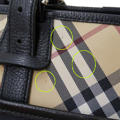 BURBERRY バーバリー ハンドバッグ ブラック ベージュ レザー レディース 【中古】