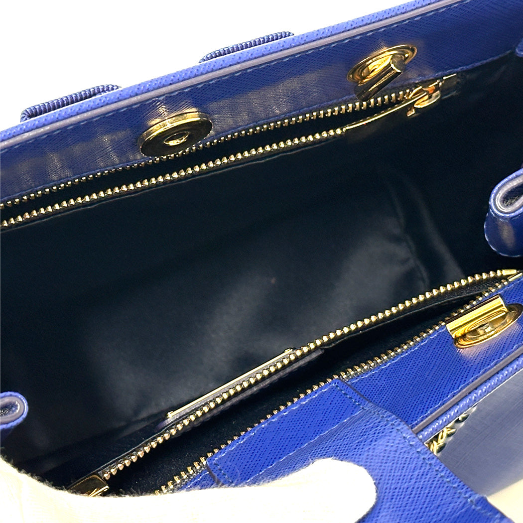 Ferragamo フェラガモ 2wayバッグ ヴァラリボン ブルー ゴールド金具 レザー レディース 【中古】