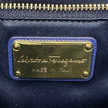 Ferragamo フェラガモ 2wayバッグ ヴァラリボン ブルー ゴールド金具 レザー レディース 【中古】