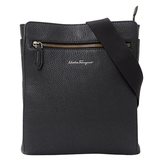Ferragamo フェラガモ ショルダーバッグ ブラック FZ-24 0471 レザー メンズ 【中古】