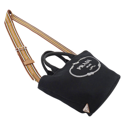PRADA プラダ カナパ 2wayバッグ トートバッグ ブラック 1BG186 キャンバス レディース 【中古】