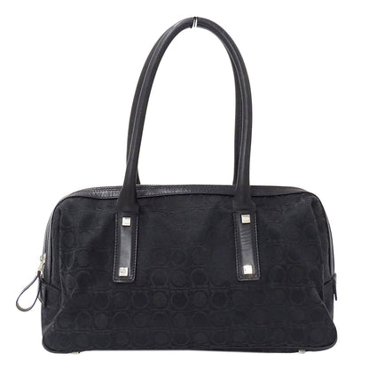 Ferragamo フェラガモ ハンドバッグ ブラック キャンバス レディース 【中古】