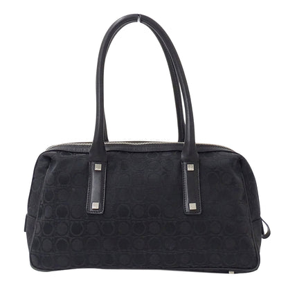 Ferragamo フェラガモ ハンドバッグ ブラック キャンバス レディース 【中古】
