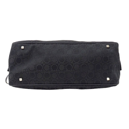 Ferragamo フェラガモ ハンドバッグ ブラック キャンバス レディース 【中古】
