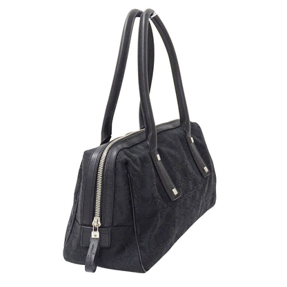 Ferragamo フェラガモ ハンドバッグ ブラック キャンバス レディース 【中古】