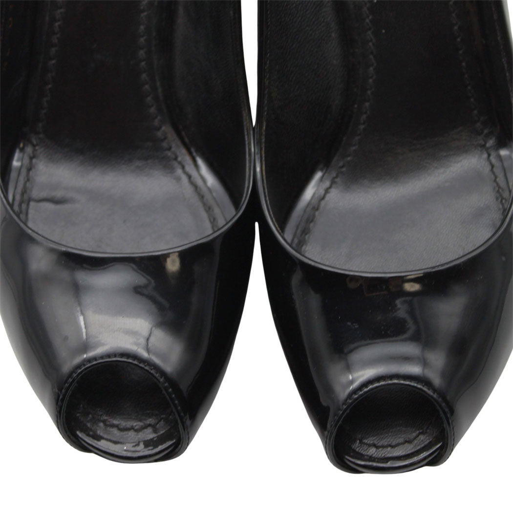 LOUIS VUITTON ルイ・ヴィトン パンプス ブラック エナメル レディース 【中古】