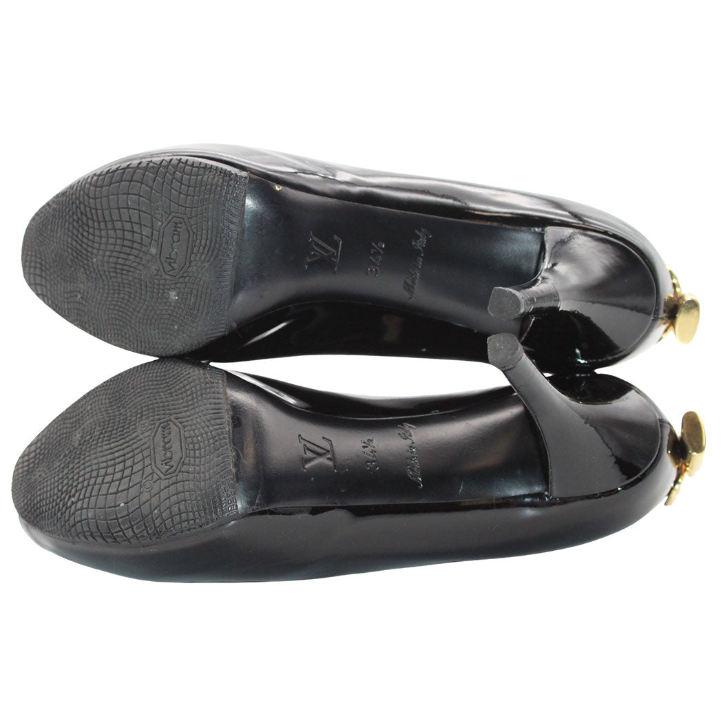 LOUIS VUITTON ルイ・ヴィトン パンプス ブラック エナメル レディース 【中古】