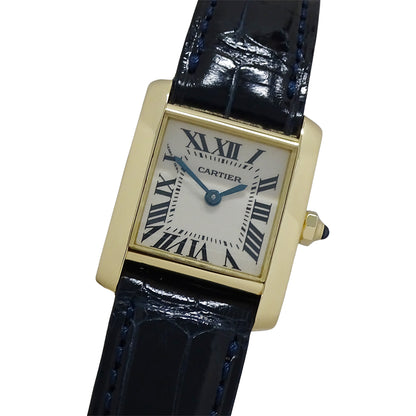 Cartier カルティエ タンクフランセーズ SM W5000256 レディース 腕時計 クオーツ QZ 750YG レザー 磨き済み【中古】