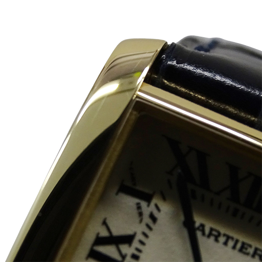 Cartier カルティエ タンクフランセーズ SM W5000256 レディース 腕時計 クオーツ QZ 750YG レザー 磨き済み【中古】
