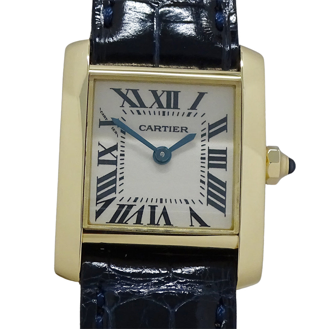 Cartier カルティエ タンクフランセーズ SM W5000256 レディース 腕時計 クオーツ QZ 750YG レザー 磨き済み【中古】