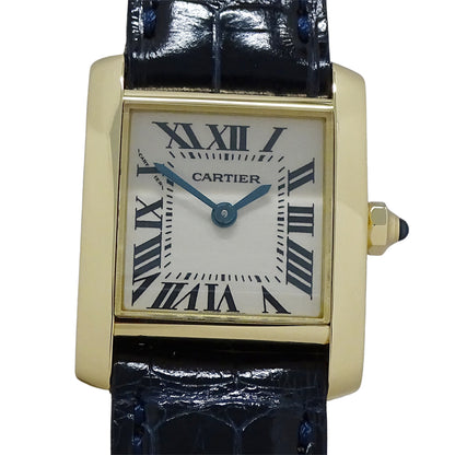 Cartier カルティエ タンクフランセーズ SM W5000256 レディース 腕時計 クオーツ QZ 750YG レザー 磨き済み【中古】