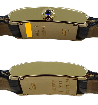 Cartier カルティエ タンクフランセーズ SM W5000256 レディース 腕時計 クオーツ QZ 750YG レザー 磨き済み【中古】