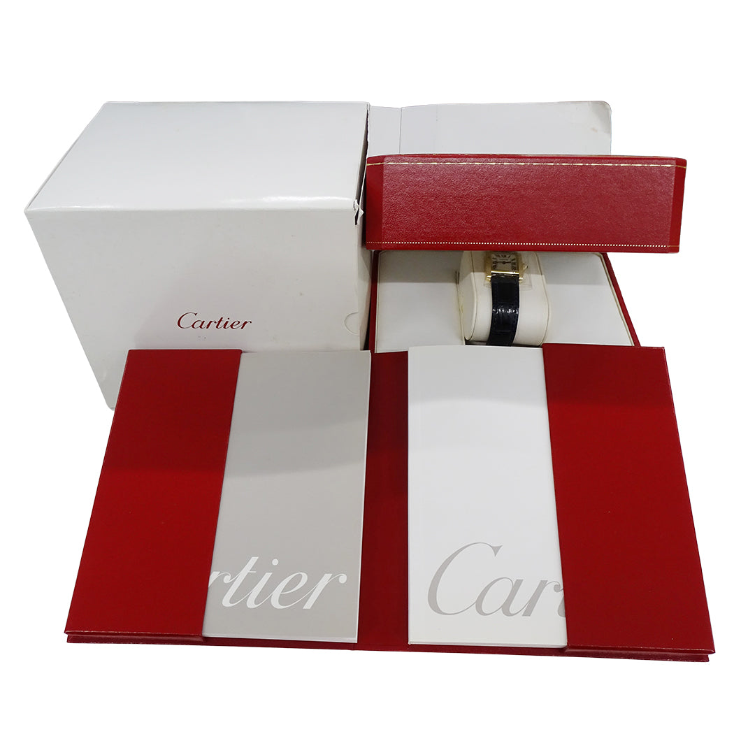 Cartier カルティエ タンクフランセーズ SM W5000256 レディース 腕時計 クオーツ QZ 750YG レザー 磨き済み【中古】
