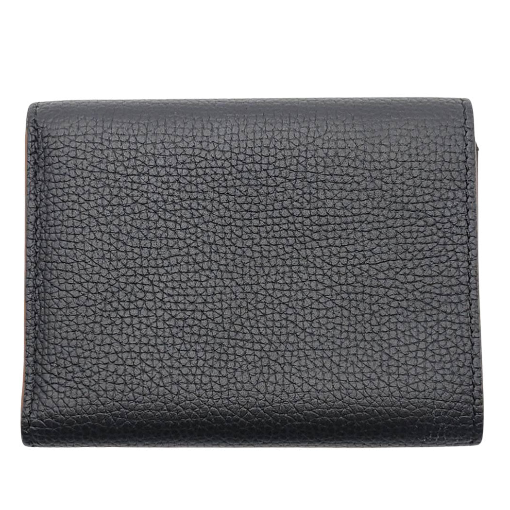 LOEWE ロエベ アナグラム 三つ折り財布 ブラック レザー レディース メンズ 【中古】
