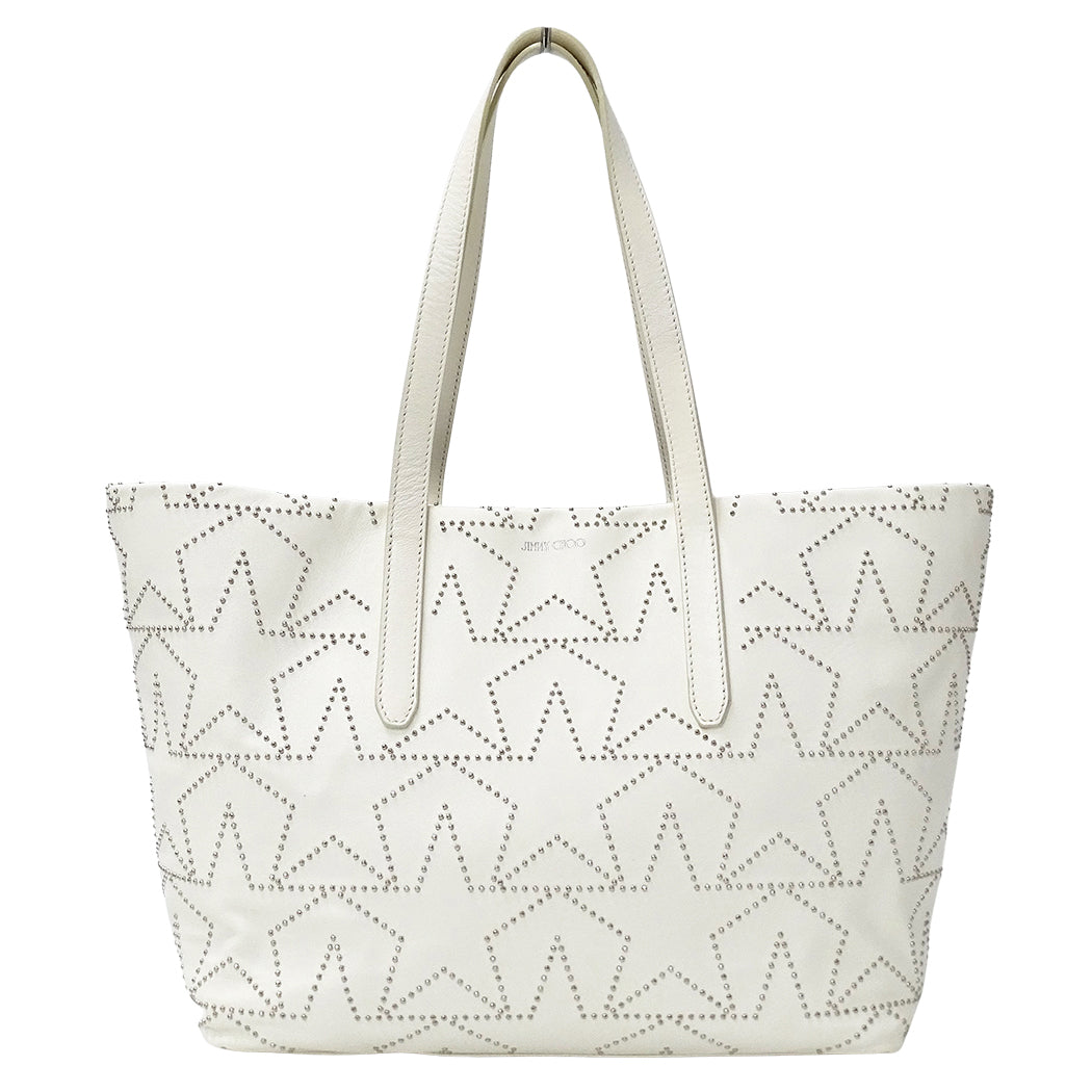 JIMMY CHOO ジミーチュウ トートバッグ ホワイト レザー レディース 【中古】