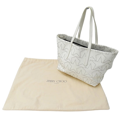 JIMMY CHOO ジミーチュウ トートバッグ ホワイト レザー レディース 【中古】